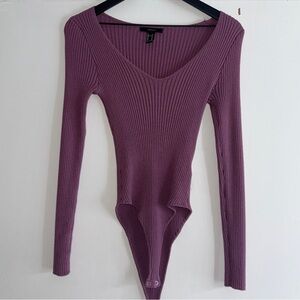 2/$15 Forever 21 Purple Ribbed Fitted Bodysuit
